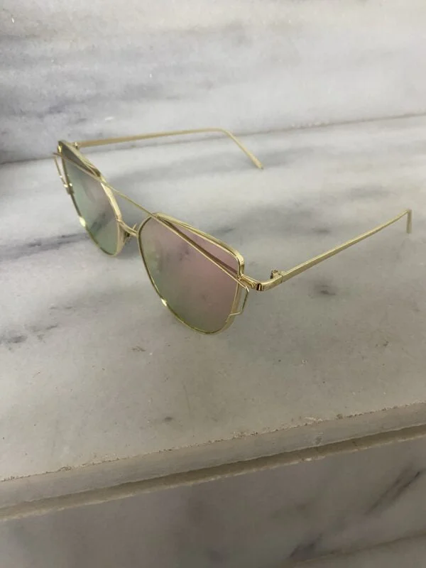 Ροζ με χρυσό σκελετό γυαλιά ηλίου _