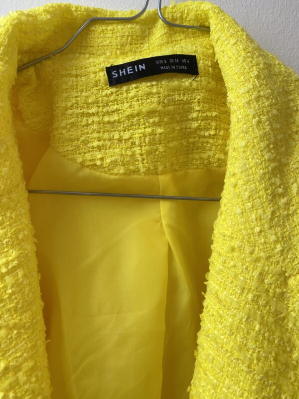 Κίτρινο Φλούο Tweed Oversided Blazer Μεταχειρισμένο