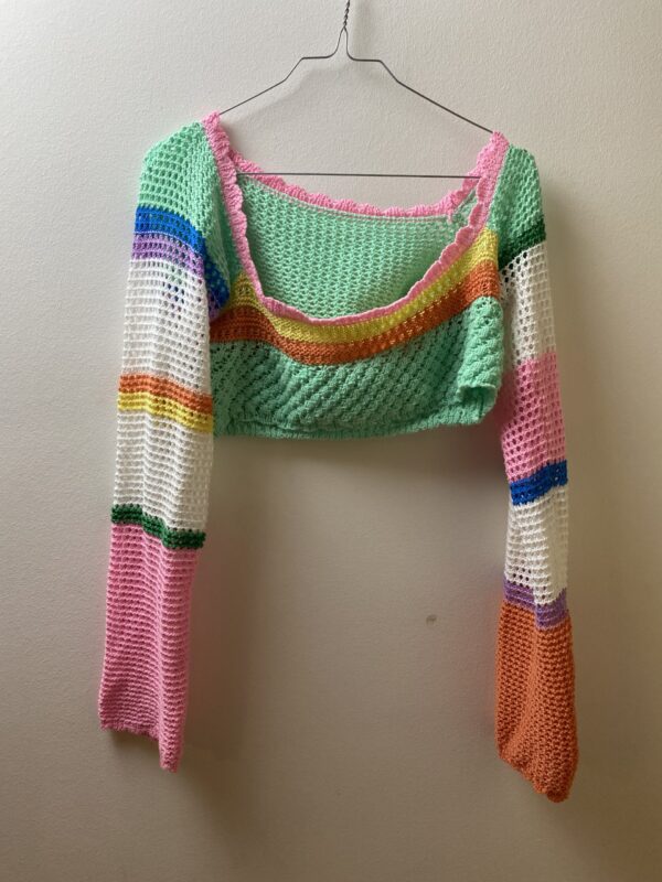 Πολύχρωμη Crop Knit Μπλούζα Μεταχειρισμένη